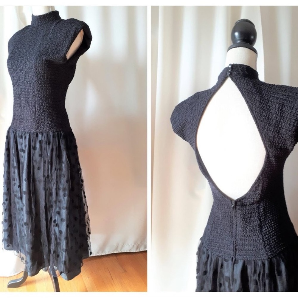 Vintage 1980s Joseph Ribkoff Open Back Dress Size 5